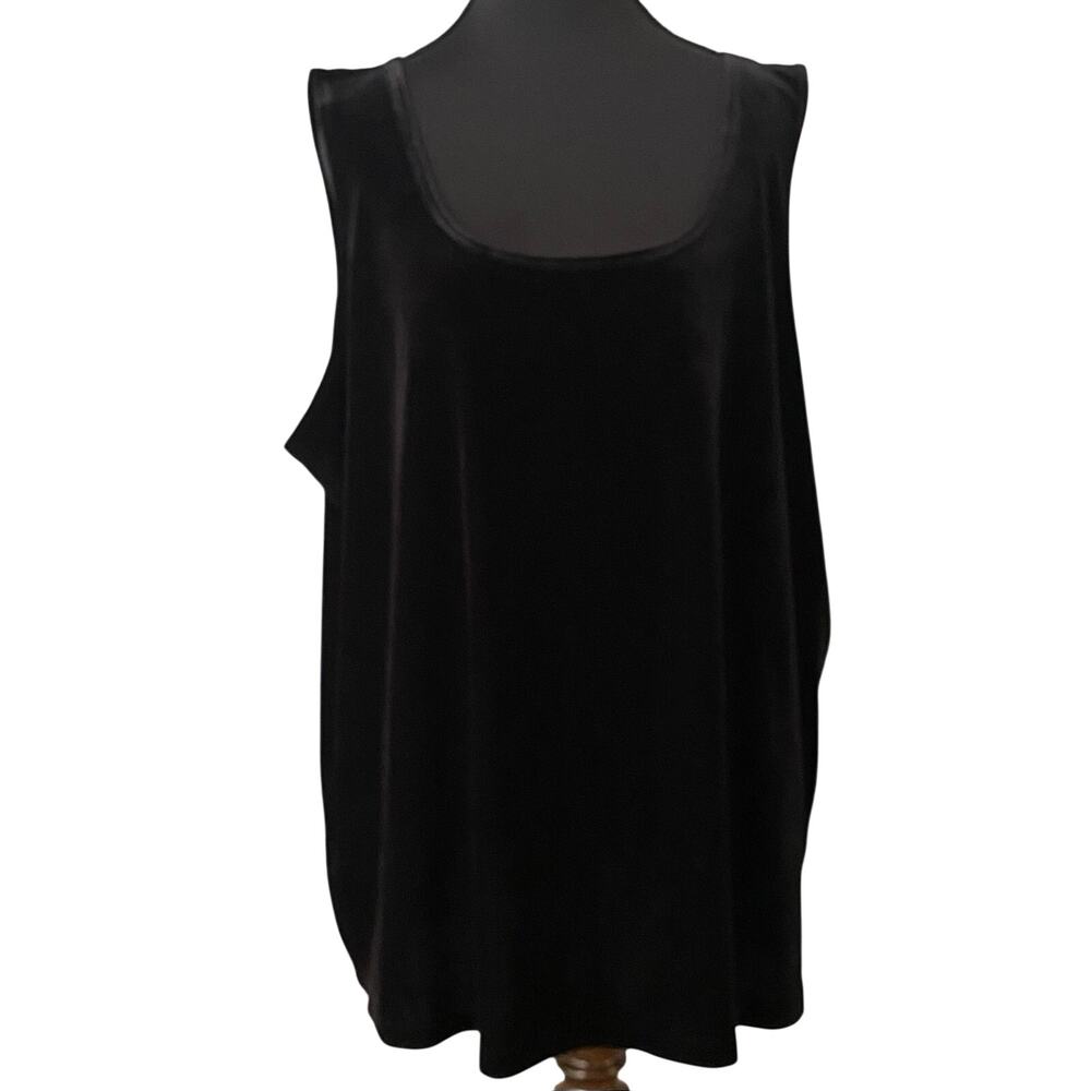 Susan Graver 3X Black Velvet Scoop Neck Sleeveless Tank Top Shell Work Evening